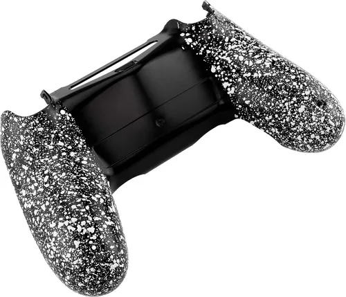 Vista 5 de eXtremeRate Carcasa trasera personalizada con textura blanca, cómoda, antideslizante, cubierta 3D, carcasa inferior de repuesto compatible con PS4