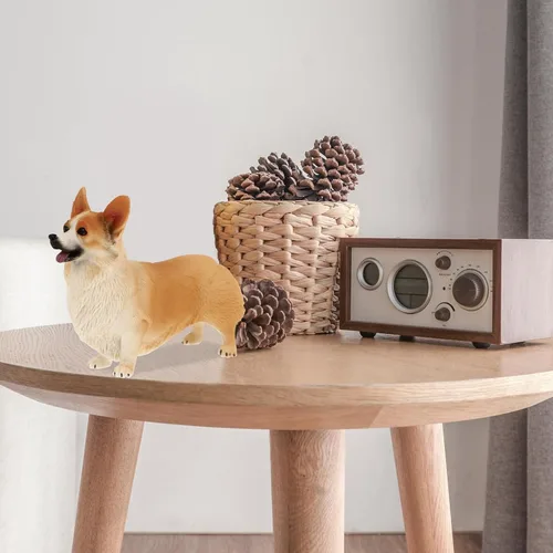 Vista 9 de IMIKEYA Figura de Corgi galés, mini estatua de perro de resina, estatua de perro pequeño de Corgi para pastel, escultura de estatua de animal