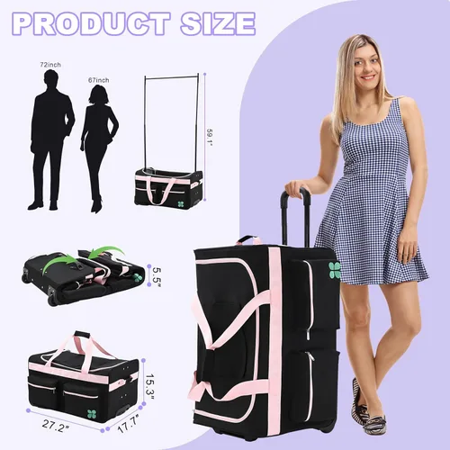 Vista 2 de Oeaear Bolsa de baile con perchero, bolsa de competición de baile con estante, bolsa de lona imprescindible para competencia de baile, bolsas