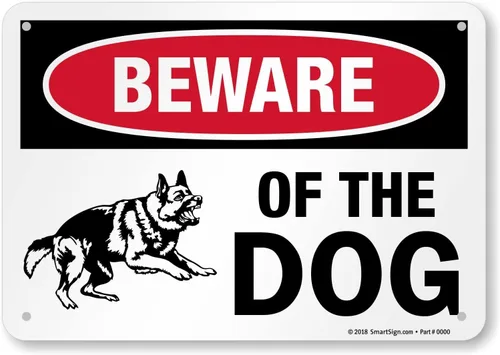 Vista 12 de SmartSign Letrero de metal con gráfico "Beware of The Dog" de 7 x 10 pulgadas, aluminio laminado a prueba de óxido, rojo, negro y blanco, fabricado