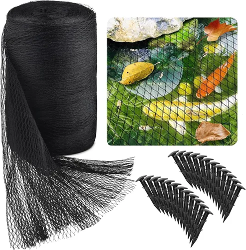 Vista 10 de PACETAP Kit de red para estanque de 7 x 10 pies para hojas, cubierta de estanque Koi resistente, cubierta protectora de piscina con estacas que