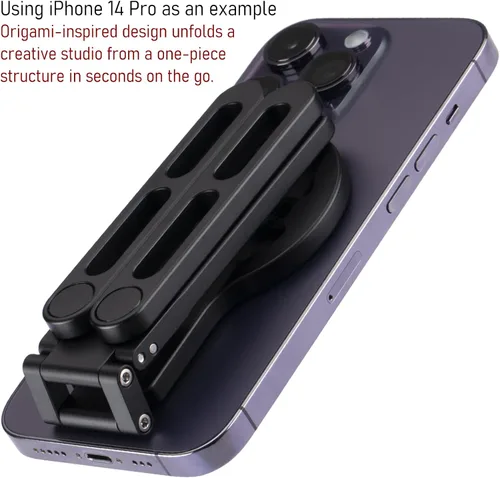 Vista 9 de Trípode de bolsillo compatible con MagSafe, sujeción magnética resistente, altura ajustable para teléfonos MagSafe, ideal para vlogging