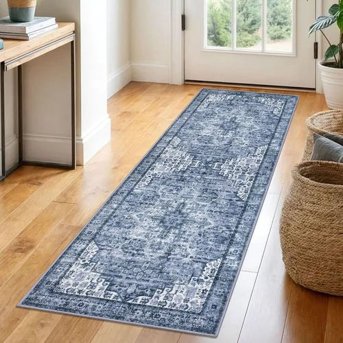 Vista 117 de SIILOOM Alfombra lavable de 2 x 3 pies, alfombra suave color taupe ceniza para entrada, tapete antideslizante para puerta de interior, tapete