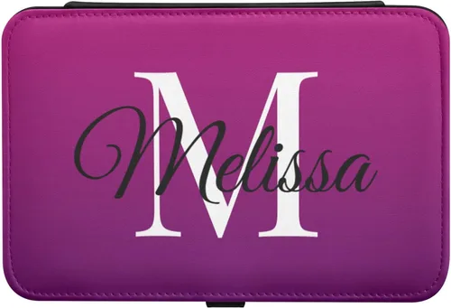 Vista 2 de Emelivor Joyero de viaje personalizado con degradado morado, doble capa, caja de joyería portátil personalizada, organizador de joyas de viaje
