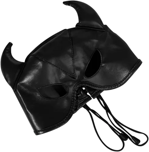 Vista 6 de Máscara de cabeza de toro de Halloween ajustable, máscara de cara completa de cuerno de toro, máscaras divertidas de animales, accesorios