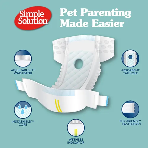 Vista 2 de Simple Solution Pañales desechables para perras, pañal a prueba de fugas para perros, entrenamiento para ir al baño, entrenamiento XS