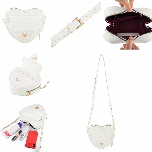 Vista 6 de Ayliss Bolso cruzado para mujer, con forma de corazón, bolso de hombro pequeño, bolso cruzado de noche, bolso de piel sintética