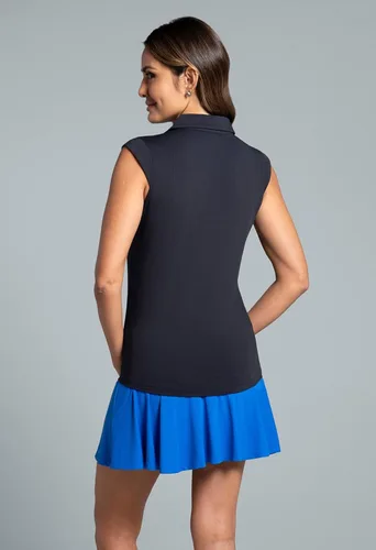 Vista 4 de IBKUL Athleisure Wear - Polo sin mangas con protección solar UPF 50+ Icefil Cooling-Solid sin mangas 84000 Negro