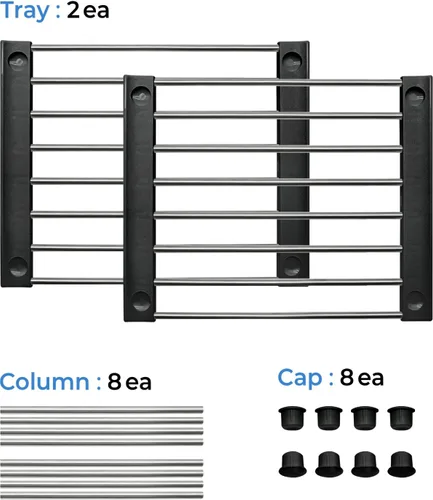 Vista 9 de carrotez Estante organizador de gabinete, juego de 2 estantes apilables para mostrador de cocina, organizadores y almacenamiento de gabinetes