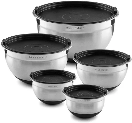 Vista 11 de Bellemain Juego de cuencos para mezclar con tapas, cuencos de acero inoxidable con tapas herméticas, recipientes de almacenamiento de alimentos