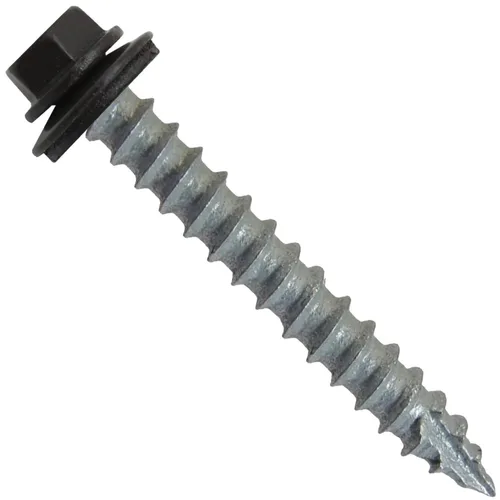 Vista 22 de TORNILLOS PARA TECHOS DE METAL #14: (250) Tornillos x 1" ABC GRIS Tornillo para techo de chapa metálica con cabeza hexagonal y arandela.