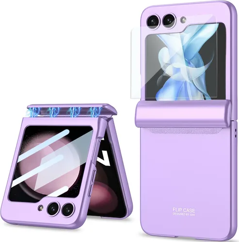 Vista 14 de Protección magnética de bisagra y funda protectora de cámara de lente integrada para Samsung Galaxy Z Flip 4 (negro)