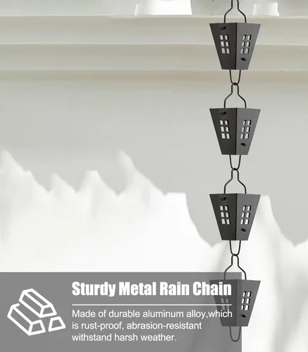 Vista 5 de Rain Chain Aluminium Alloy Square Rain Catcher Chain, Adjustable Gutter Rain Chain, Hanging Divert Water Downspout Chain for