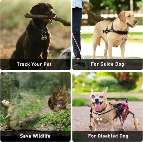 Vista 2 de Campanas para collares de perro, campanas de gato extra ruidosas y campanas de perro para rastreo de mascotas y halconería, dijes de collar de latón