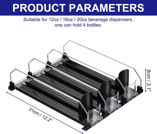 Vista 2 de uxcell Organizador de latas de soda para refrigerador, organizador de bebidas autoempujable para refrigerador, dispensador de bebidas ajustable