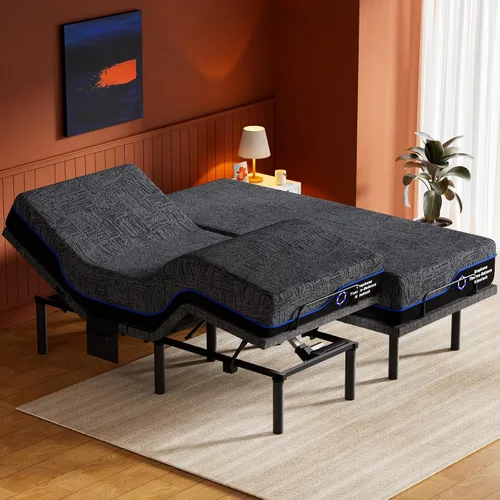 Vista 12 de Amada - Base de cama ajustable individual XL y juego de colchón de espuma viscoelástica de gel refrescante de 14 pulgadas, inclinación de cabeza