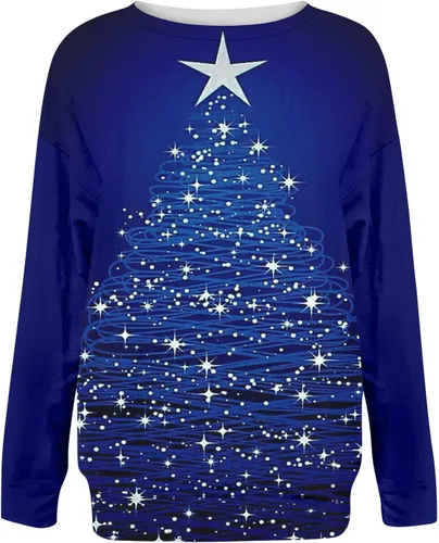 Vista 3 de JJHAEVDY Sudaderas de moda para mujer, estilo casual, con estampado navideño, cuello redondo, holgadas, de manga larga