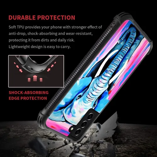 Vista 6 de Funda compatible con Samsung Galaxy S21, diseño de elefantes africanos, diseño increíble a prueba de golpes, antiarañazos, carcasa trasera