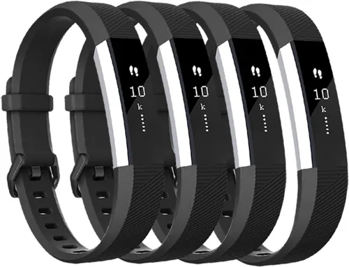 Vista 2 de Tobfit Paquete de 4 correas compatibles con Fitbit Alta/Alta HR, pulseras de repuesto de silicona suave deportiva para mujeres y hombres (S, negro)