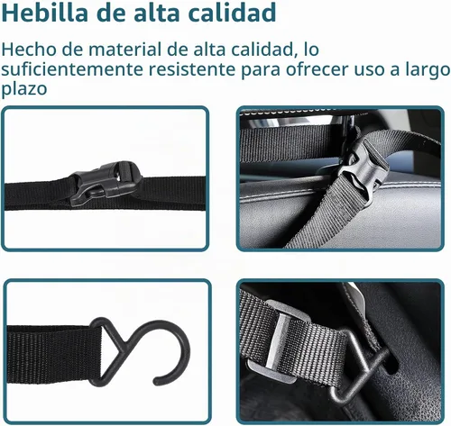 Vista 4 de Petsfit Barrera de coche para perro, barrera para mascotas, malla para asiento trasero de perro con cuerda de ajuste y gancho, adecuada