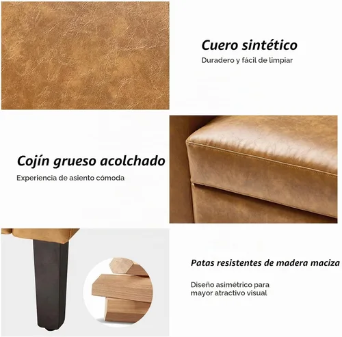 Vista 5 de HULALA HOME Silla reclinable Wingback con almohada lumbar, color camello