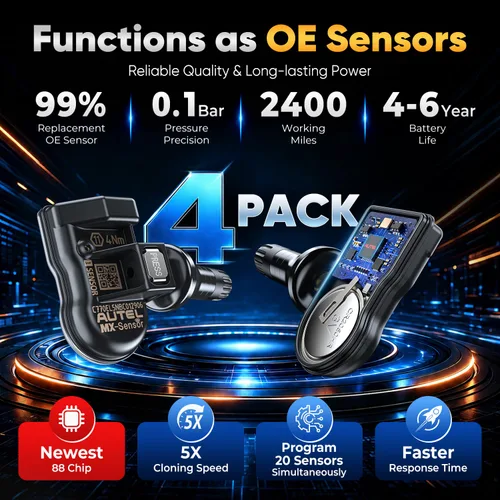 Vista 3 de Autel TPMS - Juego de 4 sensores MX-Sensor 2 en 1 315 MHz+433 MHz