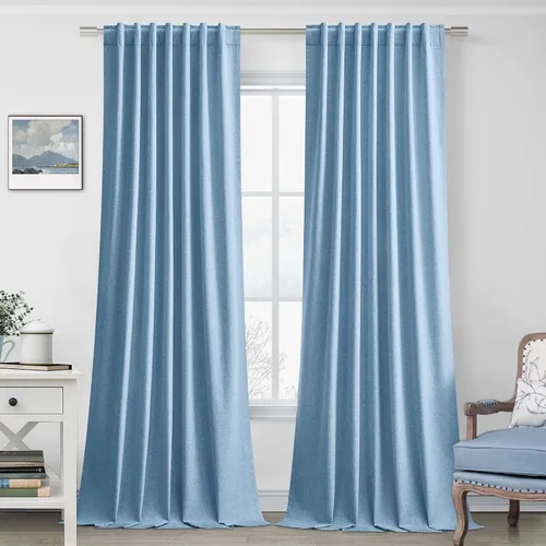 Vista 21 de UHITECH Cortinas cortas de lino de 24 pulgadas de largo para ventanas pequeñas de granja, cortinas opacas modernas para sala de estar, pestañas