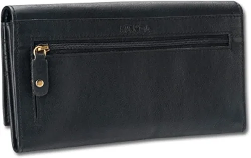 Vista 2 de Cartera de embrague de cuero para mujer de tatuaje polinesio modelo "Ahona" Arte del tatuaje por Kuaika Quenga de NAKOA, Negro -, Cartera delgada