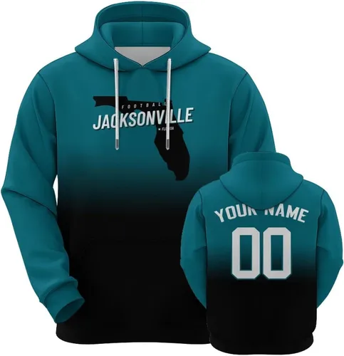 Vista 22 de Custom Football City Map Gradient Hoodies-Personalized Name Number Hooded Sweatshirts Football Fans Gifts for Men,Women,Youth