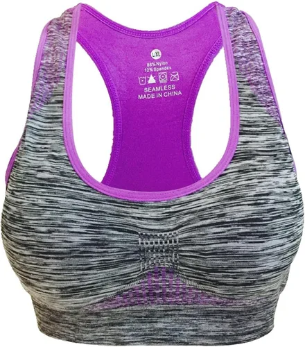 Vista 3 de Sujetador deportivo sin costuras, con bolsillo de alto impacto, para mujer