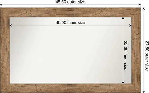 Vista 3 de Amanti Art Espejo personalizado, espejo de baño marrón búho, espejo de pared o espejo de tocador de baño sobre el fregadero (27.5 x 45.5 pulgadas)
