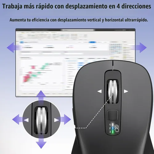 Vista 3 de CITLLA Wireless Bluetooth Mouse, Multi-Device Ergonomic Mouse All Gray