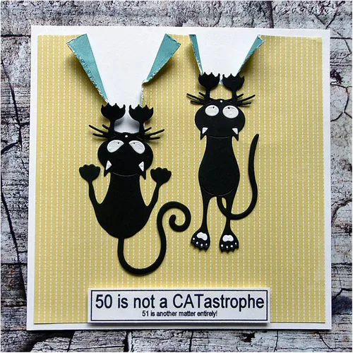 Vista 4 de 4 piezas de troqueles de metal para gatos negros para hacer tarjetas, adorable mascota de Halloween, gato, animales, troquelado, plantilla