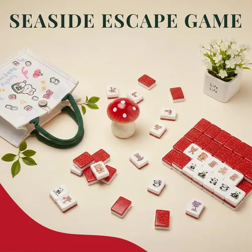 Vista 6 de Vita Mahjong - Juego de azulejos de 65 piezas, juego de mesa para 2 Panda y oso pardo