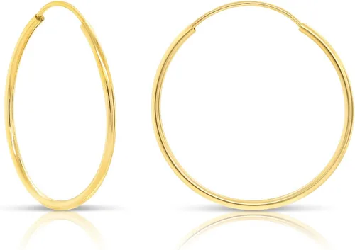 Vista 19 de Aretes de argolla de oro amarillo de 14 quilates flexible, de 10-18mm