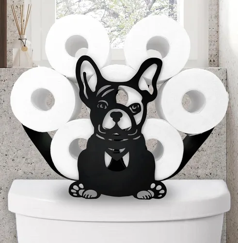 Vista 10 de Soportes de papel de metal para gatos, divertidos soportes de almacenamiento de papel de animales negros para interiores y cocina, almacenamiento