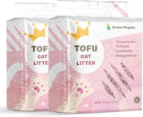 Vista 9 de Paquete de 2 arenas de tofu para gatos (6 L x 2), arena aglutinante para gatos, desechable, fibra de guisante, sin polvo, control de olor, bajo