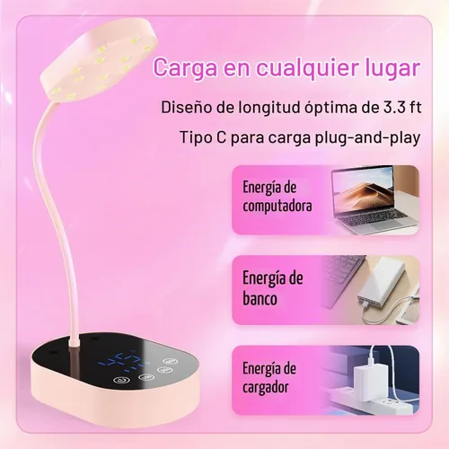 Vista 8 de Lámpara de curación flash, 36 W, mini gel inalámbrico x lámpara de uñas de curación, sensor automático, cuello de cisne, portátil, USB, secado
