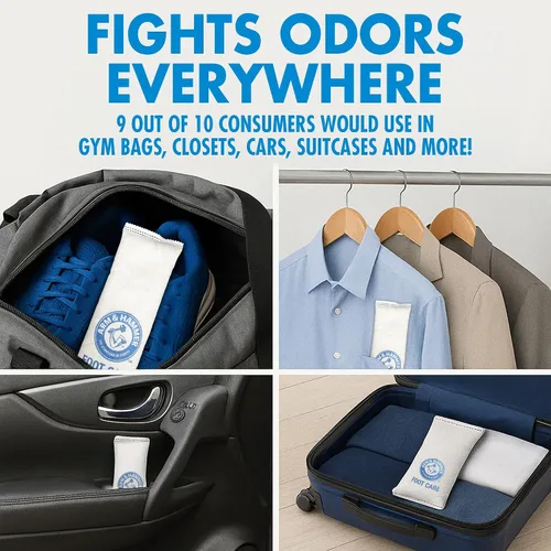 Vista 4 de Arm & Hammer Bolsas que destruyen olores en el zapato, inserto desodorante de zapatos para reducir el olor y absorber la humedad, eliminador