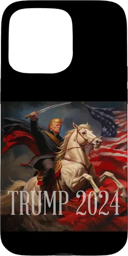 Vista 28 de iPhone 16 Donald Trump - 2024 - American Flag - Horse - Funda de espada