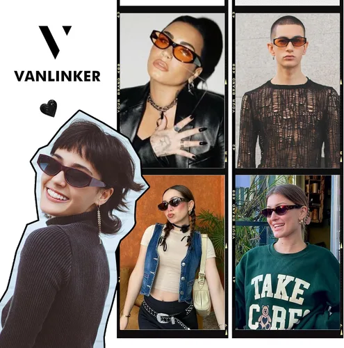 Vista 2 de VANLINKER Gafas de sol polarizadas retro pequeñas ovaladas ojo de gato para mujer y hombre, sombras de ojo de gato estrechas y delgadas de los años