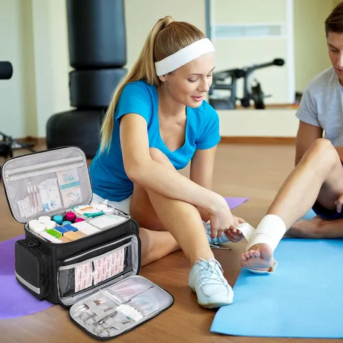 Vista 8 de LEFOR·Z Bolsa Médica, Bolsa de Primeros Auxilios Vacía, Almacenamiento para Enfermera de Salud Doméstica, Caja Organizadora de Botiquín