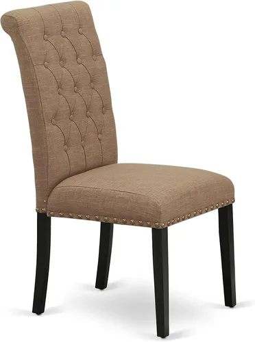 Vista 8 de East West Furniture DLBR3-BLK-17 - Juego de muebles de comedor de 3 piezas que contiene una mesa de comedor redonda con gotas y 2 sillas tapizadas
