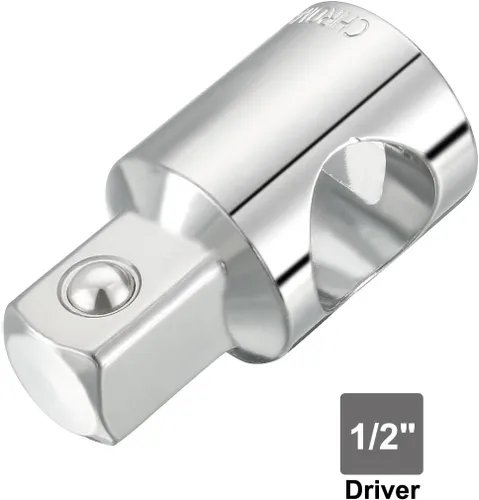 Vista 5 de uxcell 1/2 '' cabeza cuadrada tono plateado mango deslizante trinquete socket adaptador de impacto