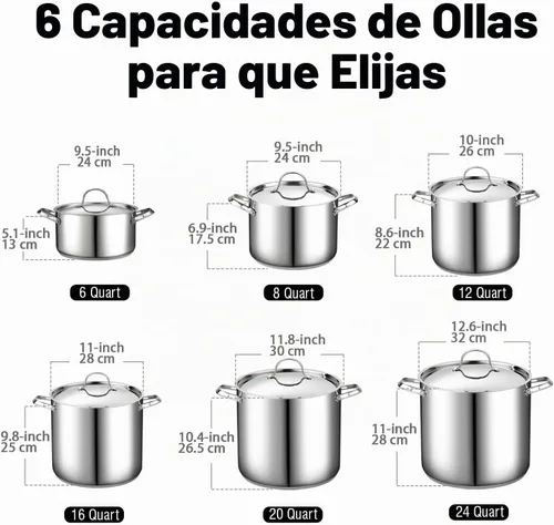 Vista 3 de Cooks Standard Olla de Acero Inoxidable 18/10 de 6 Cuartos de Galón, Olla Clásica Profunda para Cocinar Conservas Utensilios de Cocina Horno