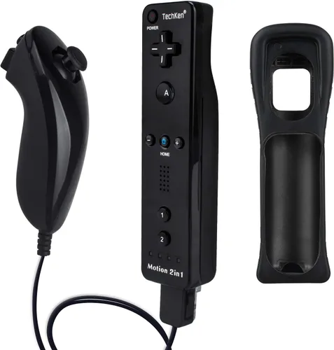 Vista 7 de Control remoto Motion Plus compatible con Wii, TechKen integrado 2 en 1 con mando a distancia de movimiento con funda de silicona compatible