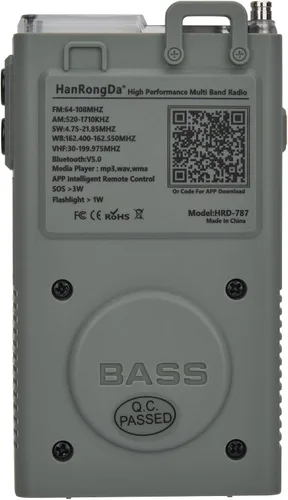 Vista 8 de Radio, control de aplicación Bluetooth altavoz compatible con tarjeta microSD, receptor AM/FM/VHF/onda corta/WB con alertas NOAA y antena de cable