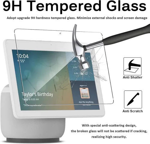 Vista 3 de Miimall Protector de pantalla compatible con Echo Show 10, película de vidrio templado, HD, transparente, duro, antiarañazos, ultrafino