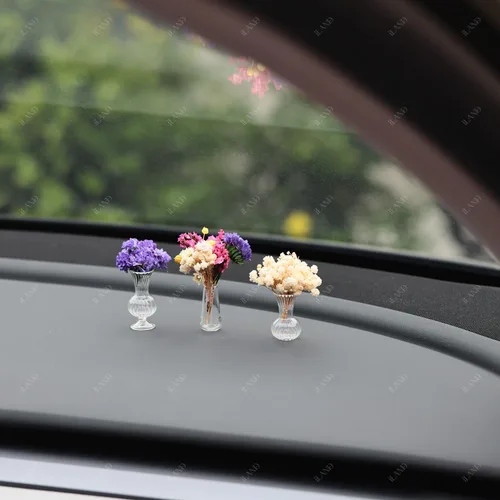 Vista 4 de iLAND Accesorios de casa de muñecas en miniatura para muebles de casa de muñecas, jarrones de vidrio con juego de flores secas (4 piezas elegantes)
