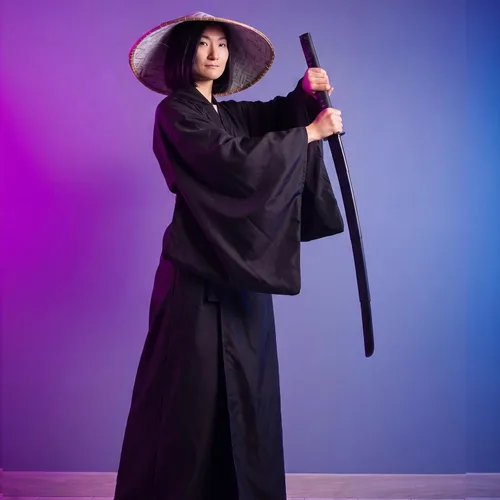 Vista 5 de Chicingyou Juego de 2 piezas de bata negra Samurai con espada retráctil 3D